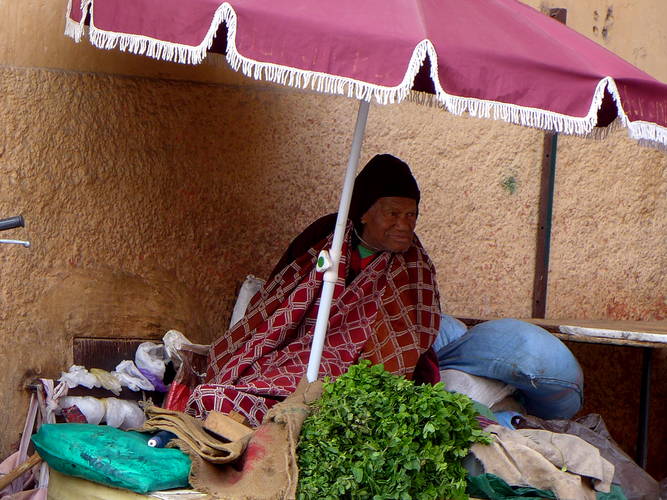 Souks von Marrakesch Gemüsestand