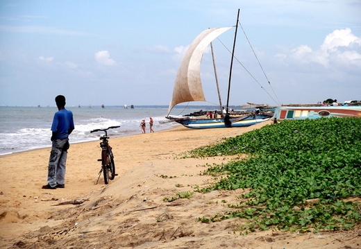 01_negombo_sri_lanka Fischer und Touristen am Strand