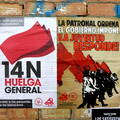 Plakat an einer Hauswand in Jerez Streik