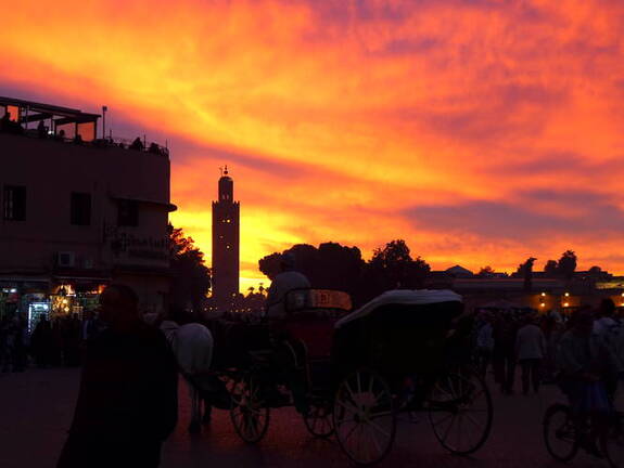 Marrakesch Sonnenunetrgang am Djemaa el Fna