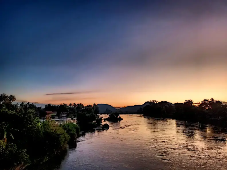 Laos Mekong Don Det Abendstimmung1