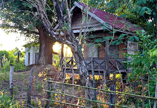 Laos Mekong Don Det Huette Sonnenuntergang