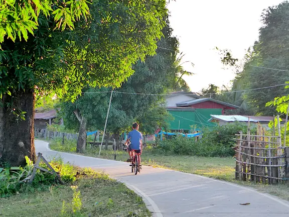 Laos Mekong Don Det Junge Fahrrad