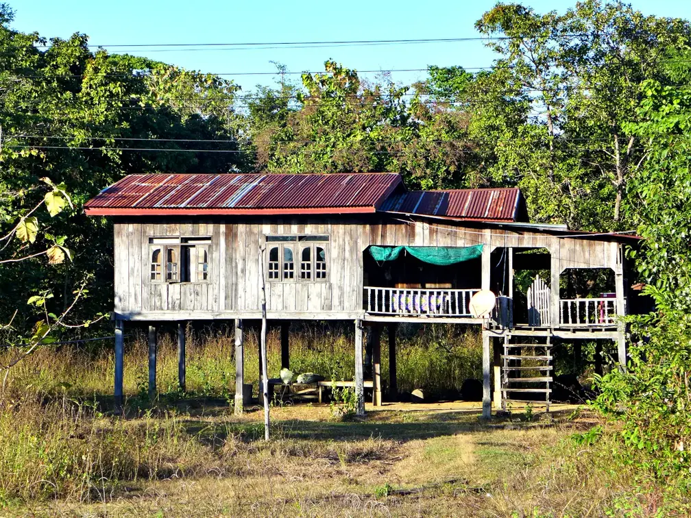 Laos Mekong Don Det Traditionelles Holzhaus