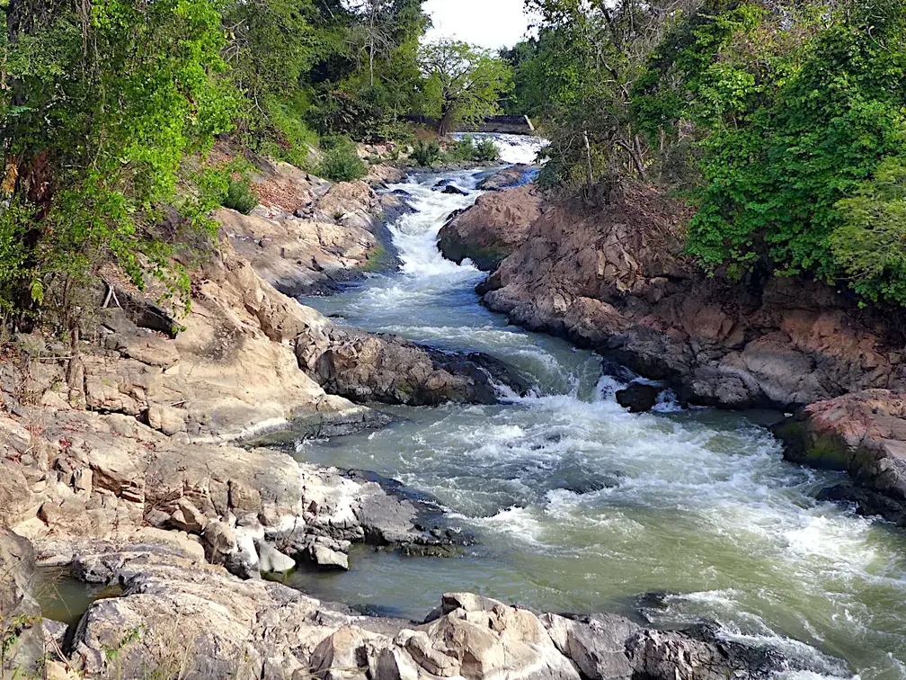 Laos Mekong Don Det Wasserfall Felsen