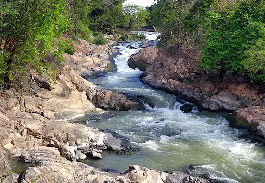 Laos Mekong Don Det Wasserfall Felsen