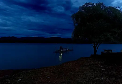 Laos Mekong Faehre Abend