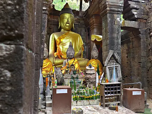Laos Wat Phu Buddha Altar