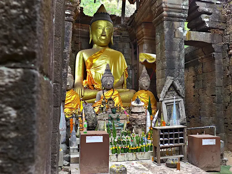 Laos Wat Phu Buddha Altar