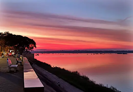 Kambodscha Mekong StungTreng Sonnenuntergang