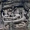 Kambodscha Angkor Tempel PreahKhan Reliefs Gott