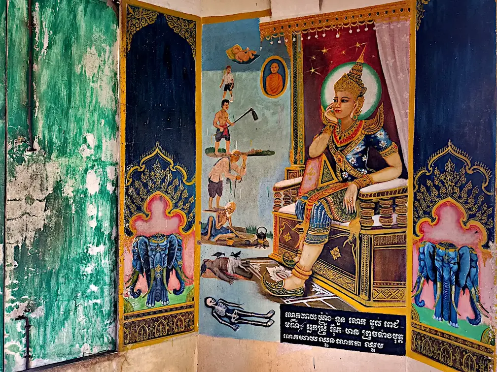 Kambodscha Phnom Sampow Tempel Wandgemaelde