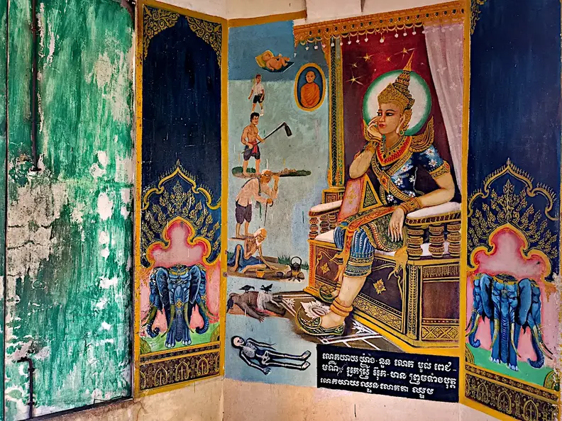 Kambodscha Phnom Sampow Tempel Wandgemaelde